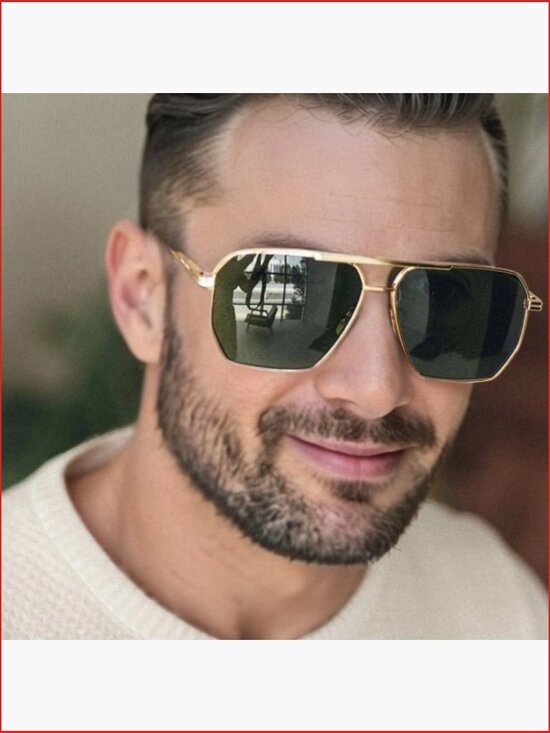 Retro Oversized Square Sunglasses for Women and Men Pilot Shades Vintage Metal main image 4